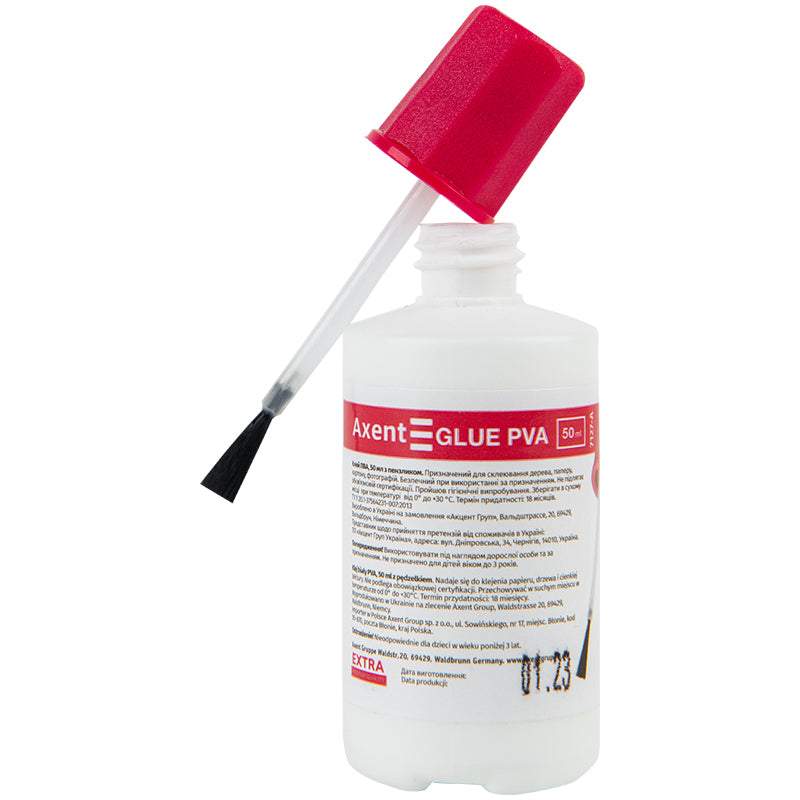 Kleber PVA  Axent "Extra" 7127-A, Bürokleber, mit Pinsel, 50 ml