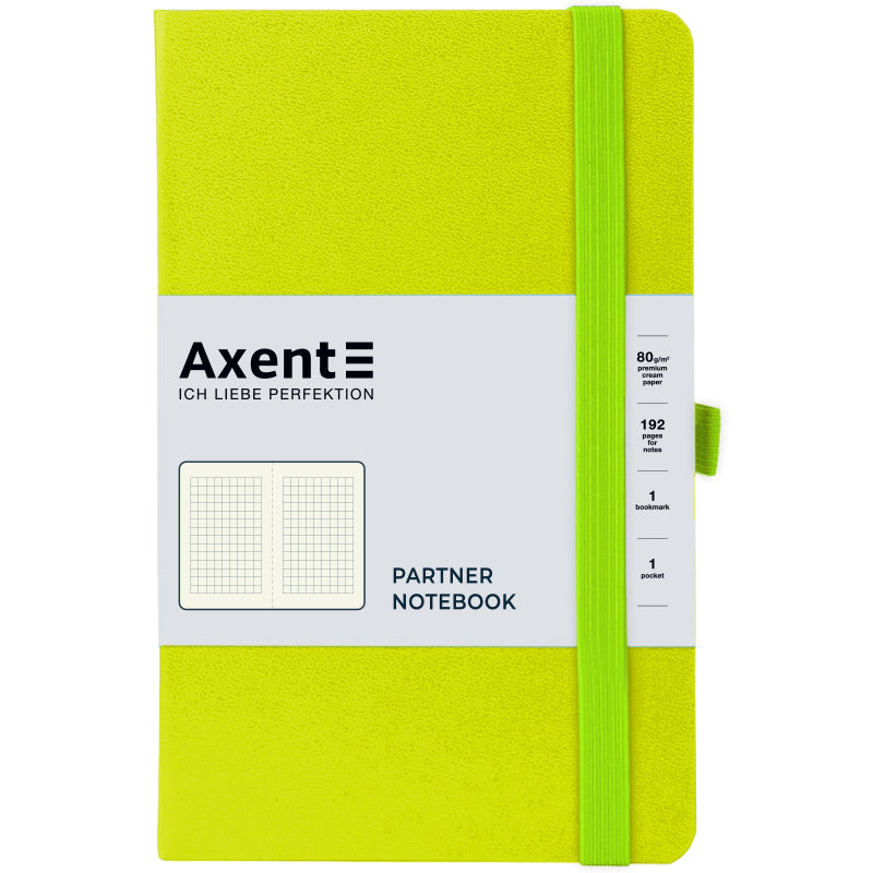 Notizbuch Axent Partner 8201-60-A, 125x195 mm, 96 Blatt, kariert, zitrone