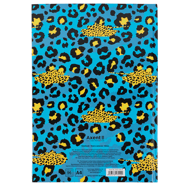 Notizbuch Axent Leopard 8422-554-A, A4, 96 Blatt, kariert, blau