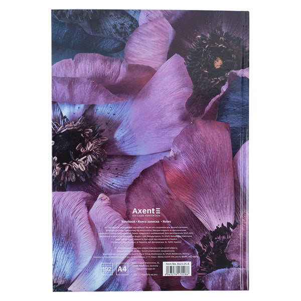 Notebook Axent Flora 8423-25-A, А4, 192 sheets, squared, purple