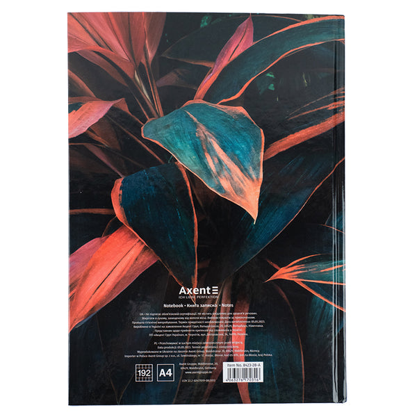 Notebook Axent Flora 8423-28-A, А4, 192 sheets, squared, orange