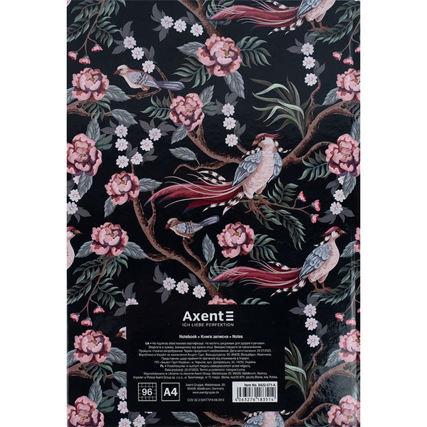 Notizbuch Axent Birds&Flowers-4 8422-571-A, А4, 96 Blatt, kariert