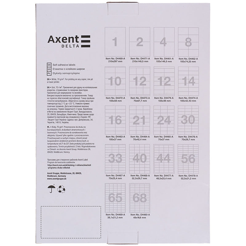 Etiketten Delta D4467-A, selbstklebend A4, 70x5,4 mm, 33St./Bl.