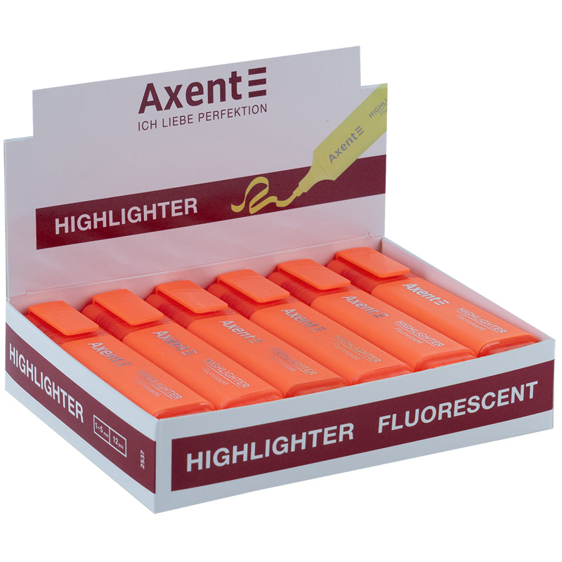 Marker Axent Highlighter 2537-12-A, 1-5 mm, keilförmig, orange