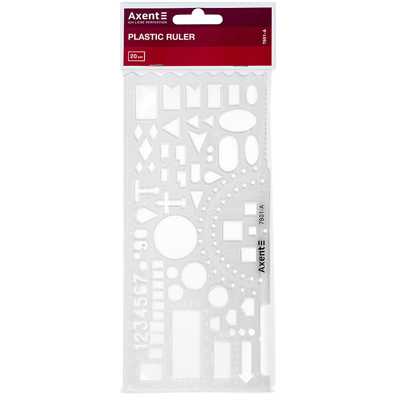 Lineal-Schablone "Offizier" Axent 7801-A, 20 cm, transparent