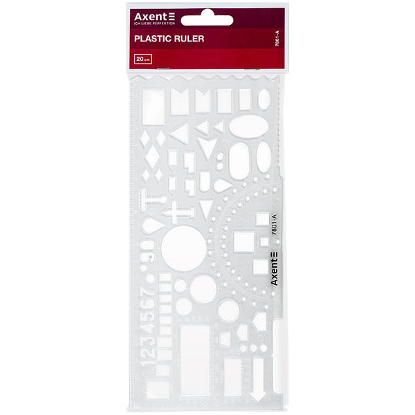 Lineal-Schablone "Offizier" Axent 7801-A, 20 cm, transparent