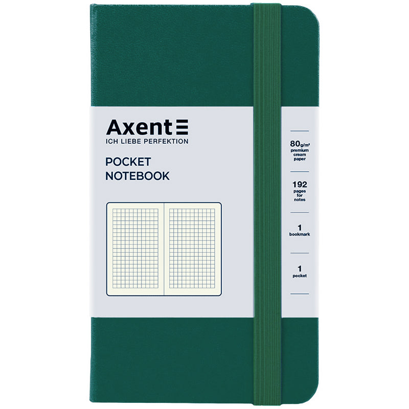 Notebook Axent Partner 8301-61-A, 95x140 mm, 96 sheets,  squared, forest green