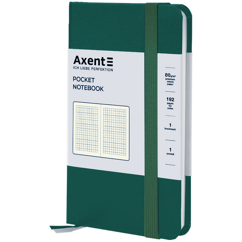 Notebook Axent Partner 8301-61-A, 95x140 mm, 96 sheets,  squared, forest green