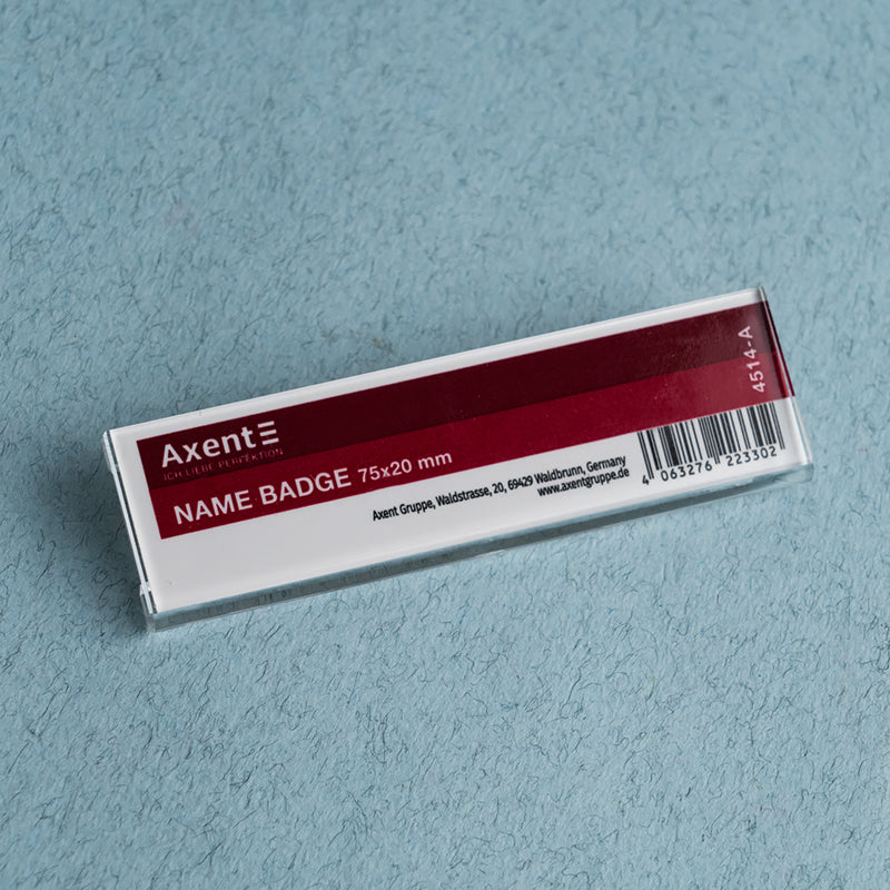 Badge Acryl auf Pin Axent 4514-A, 75x20 mm