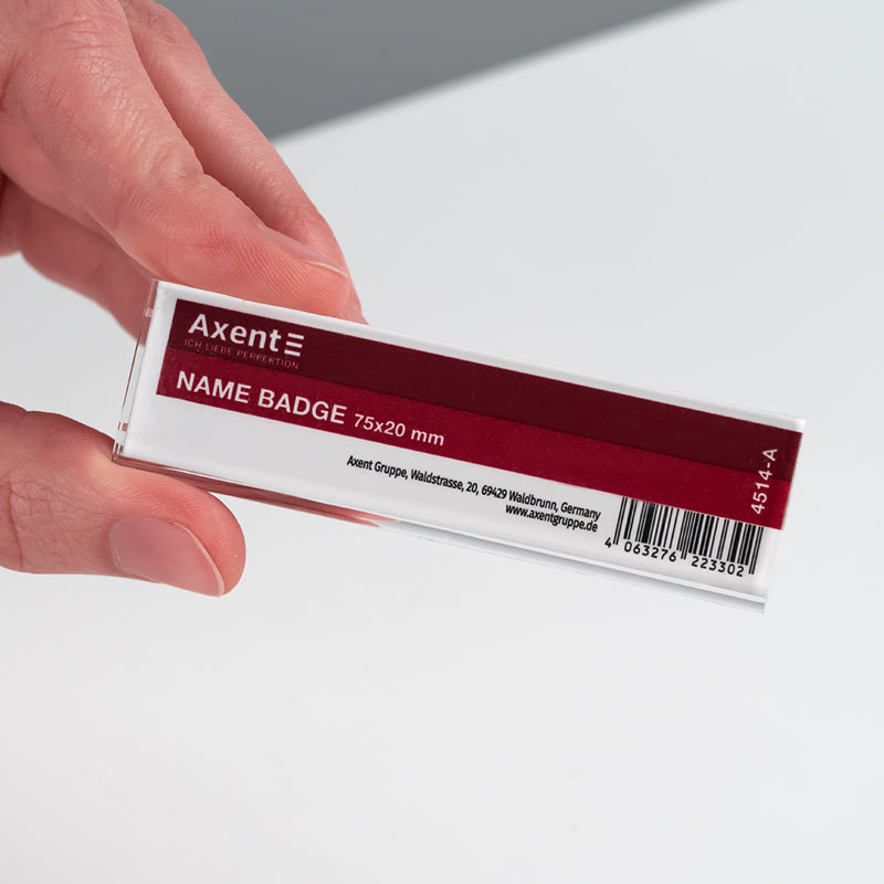 Badge Acryl auf Pin Axent 4514-A, 75x20 mm