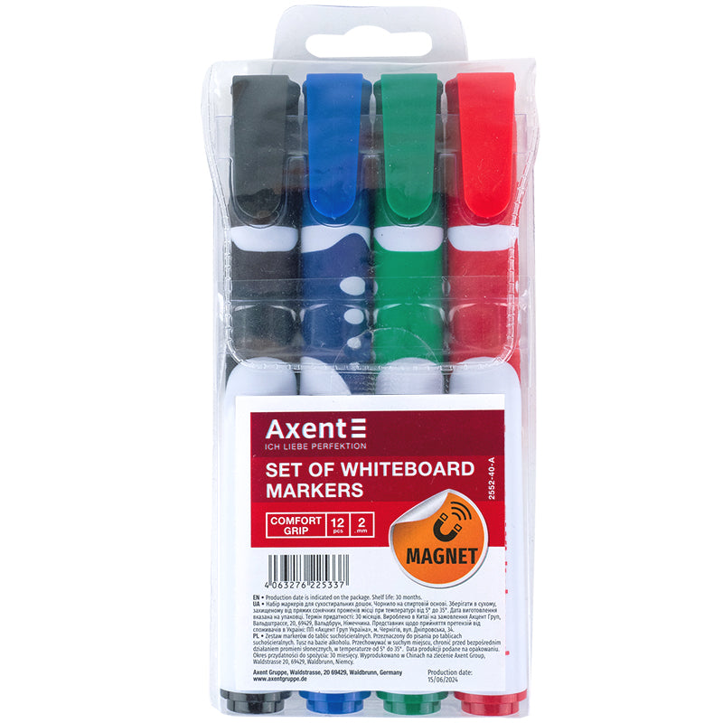 Marker Axent Whiteboard Comfort Grip 2552-40-A, 2 mm, rund sortiert