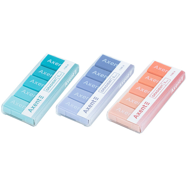Radiergummi-Set Axent Gradient 1199-A in einer Kunststoffbox, sortiert, 5-tlg.