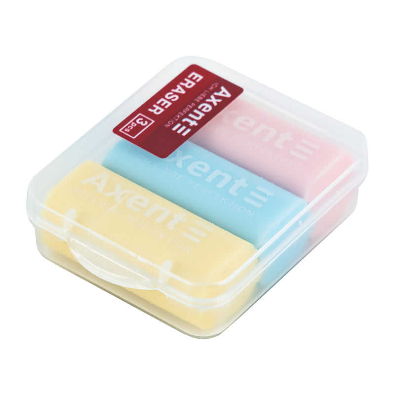 Radiergummi-Set Axent Pastelini 1198-A in einer Kunststoffbox, sortiert, 3-tlg.