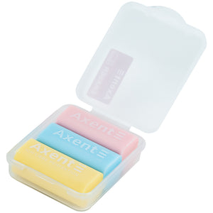 Radiergummi-Set Axent Pastelini 1198-A in einer Kunststoffbox, sortiert, 3-tlg.