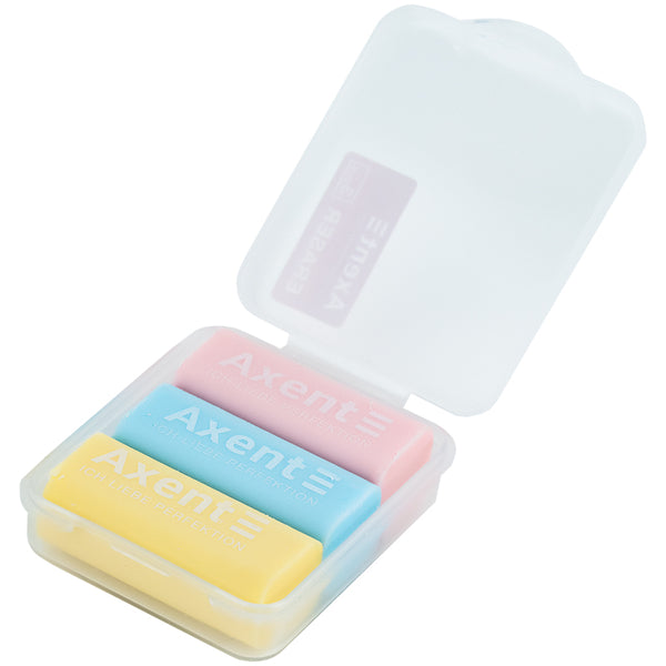 Radiergummi-Set Axent Pastelini 1198-A in einer Kunststoffbox, sortiert, 3-tlg.