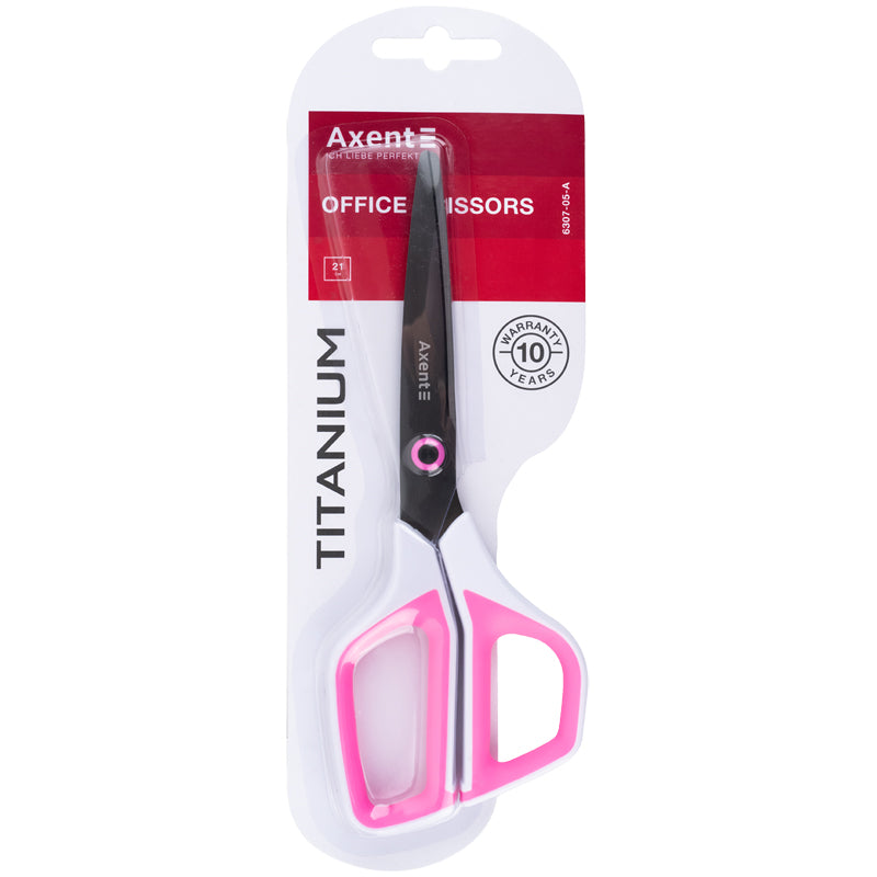 Schere Axent Titanium 6307-05-A, 21 cm, mit Kunststoffgriffen, weiß und rosa
