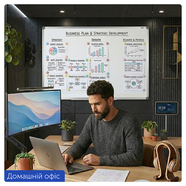 Magnetic whiteboard Axent 9612-A, 60x90 cm, aluminum frame