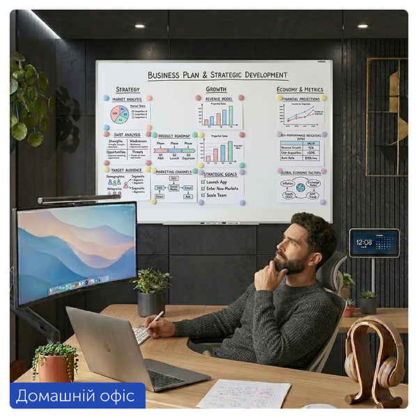 Magnetic whiteboard Axent 9613-A, 90x120 cm, aluminum frame