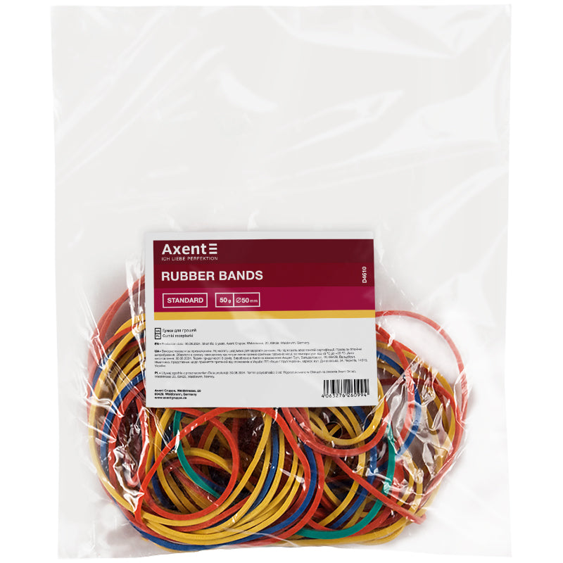 Gummibänder für Geld  Axent Standard D4610, 50 g, farbig
