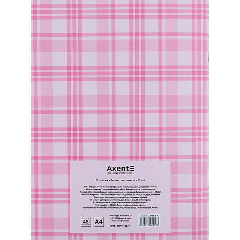 Notebook for notes Axent 4780-1-A, A4, 48 sheets, squared, pink