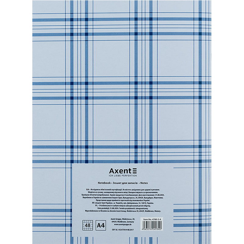 Notebook for notes Axent 4780-2-A, A4, 48 sheets, squared, blue