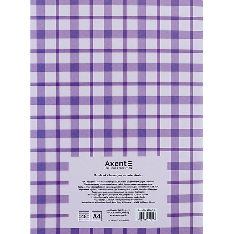 Notebook for notes Axent 4780-3-A, A4, 48 sheets, squared, purple