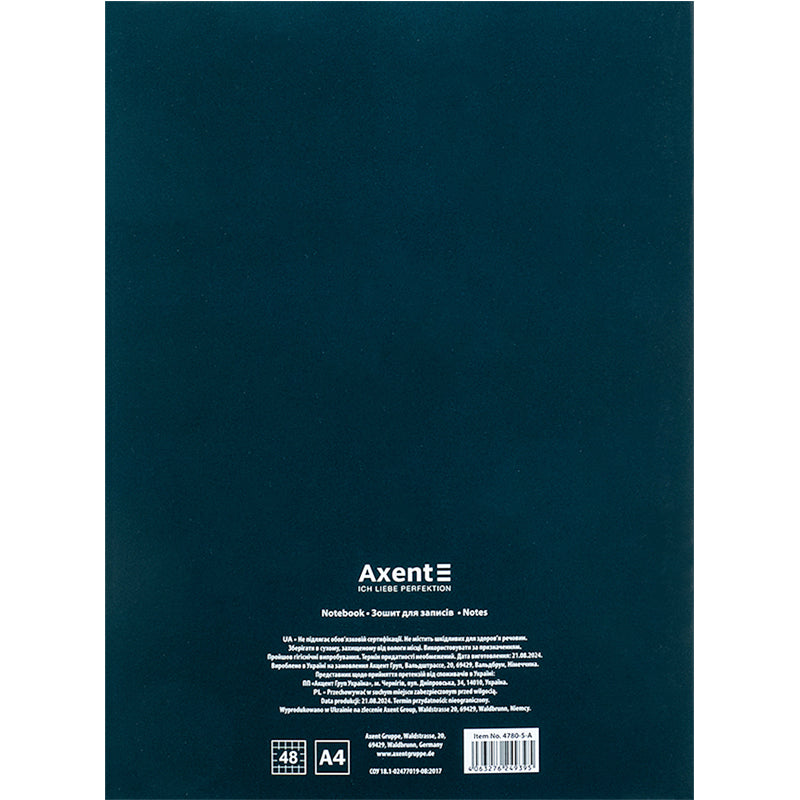Notebook for notes Axent 4780-5-A, A4, 48 sheets, squared, green