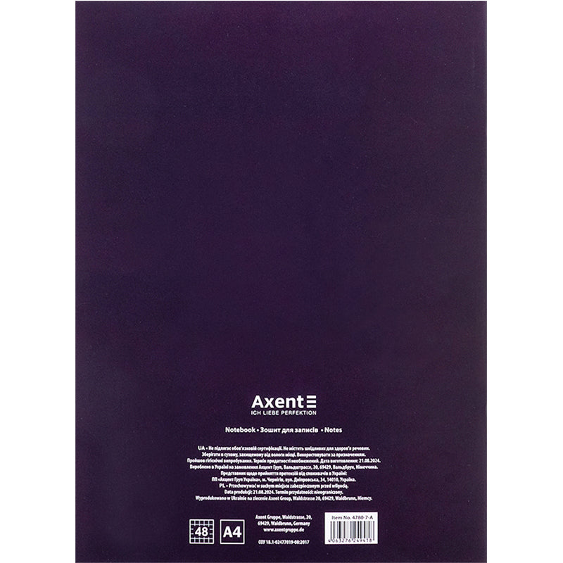 Notebook for notes Axent 4780-7-A, A4, 48 sheets, squared, plum
