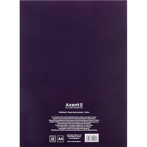 Notebook for notes Axent 4780-7-A, A4, 48 sheets, squared, plum