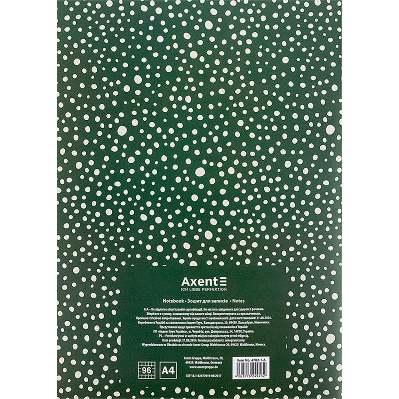 Notebook for notes Axent 4782-1-A, A4, 96 sheets, squared, green