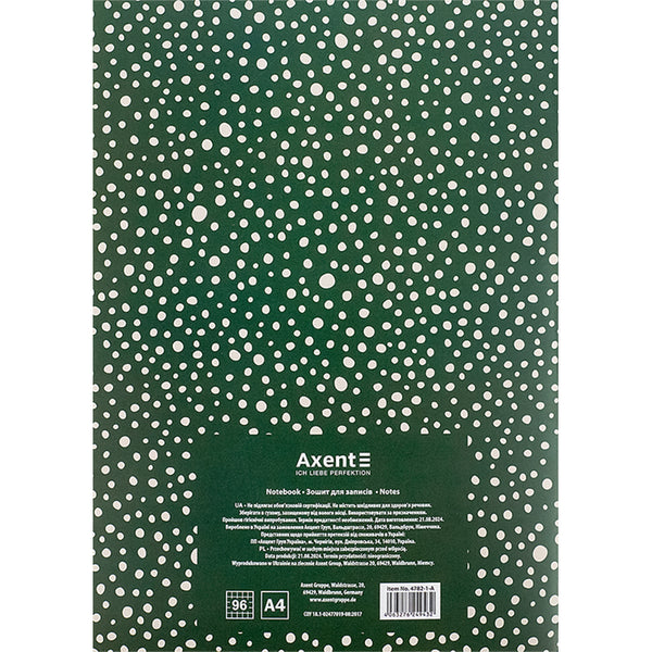 Notebook for notes Axent 4782-1-A, A4, 96 sheets, squared, green