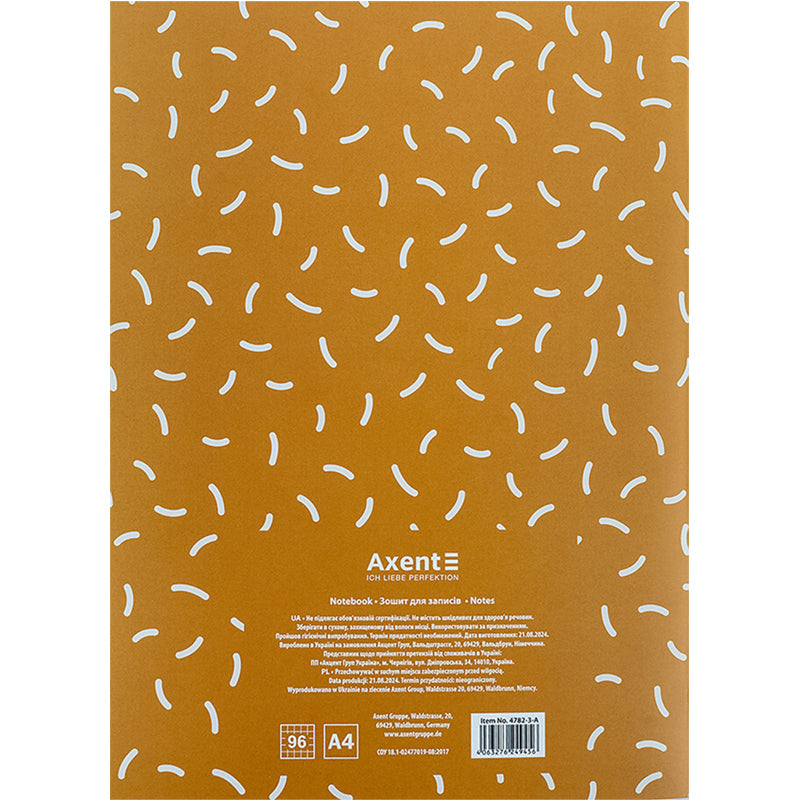 Notebook for notes Axent 4782-3-A, A4, 96 sheets, squared, yellow