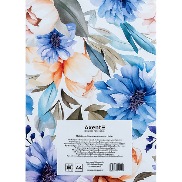 Notebook for notes Axent 4782-5-A, A4, 96 sheets, squared, Spring Blossoms