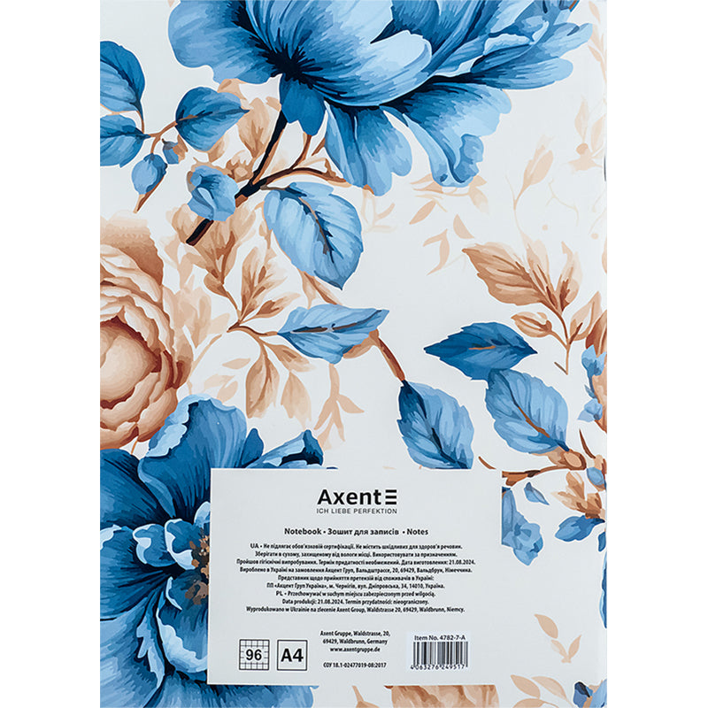 Notebook for notes Axent 4782-7-A, A4, 96 sheets, squared, Golden Garden