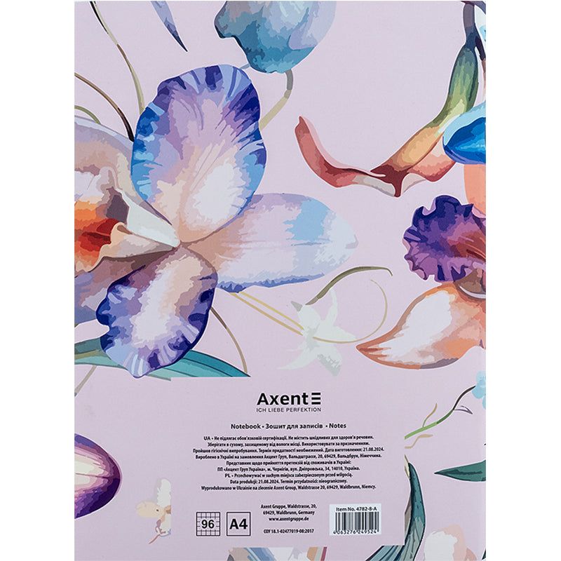 Notebook for notes Axent 4782-8-A, A4, 96 sheets, squared, Botanical