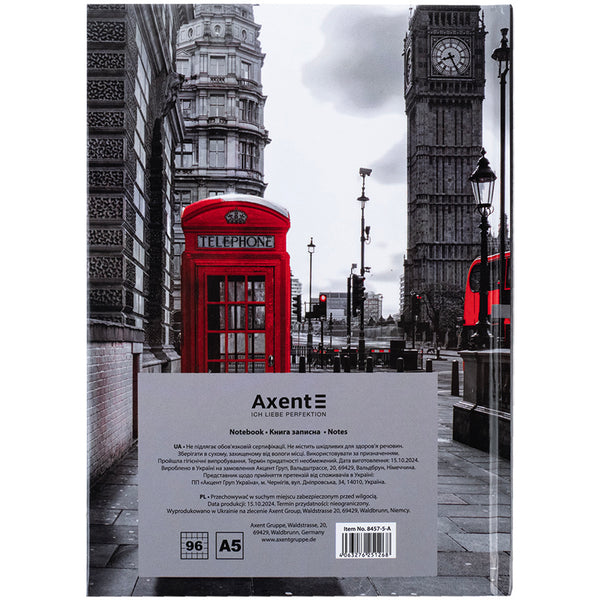 Notizbuch Axent R&B Telefon 8457-5-A, A5, 96 Blätter, Zelle, Hardcover