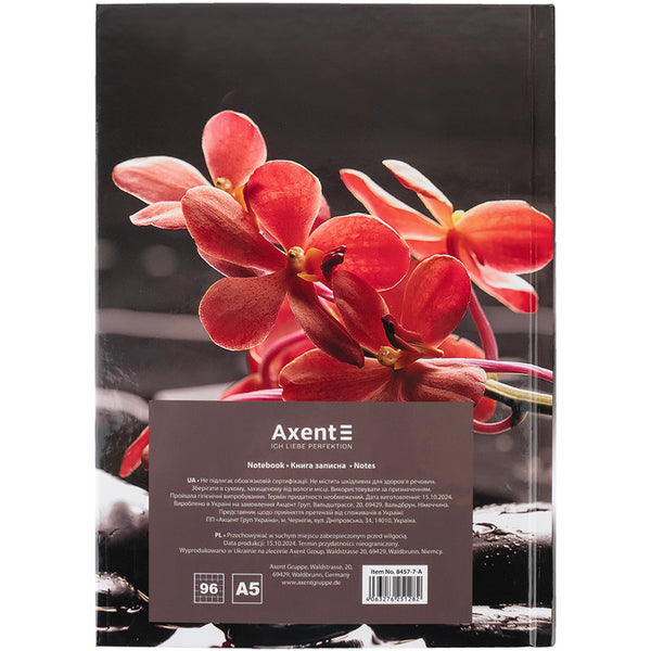 Notizbuch Axent R&B Flower 8457-7-A, A5, 96 Blatt, Zelle, Hardcover