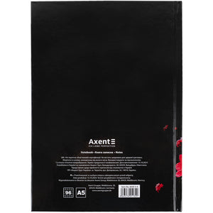 Notizbuch Axent Red fleur 8459-3-A, A5, 96 Blätter, Zelle, Hardcover