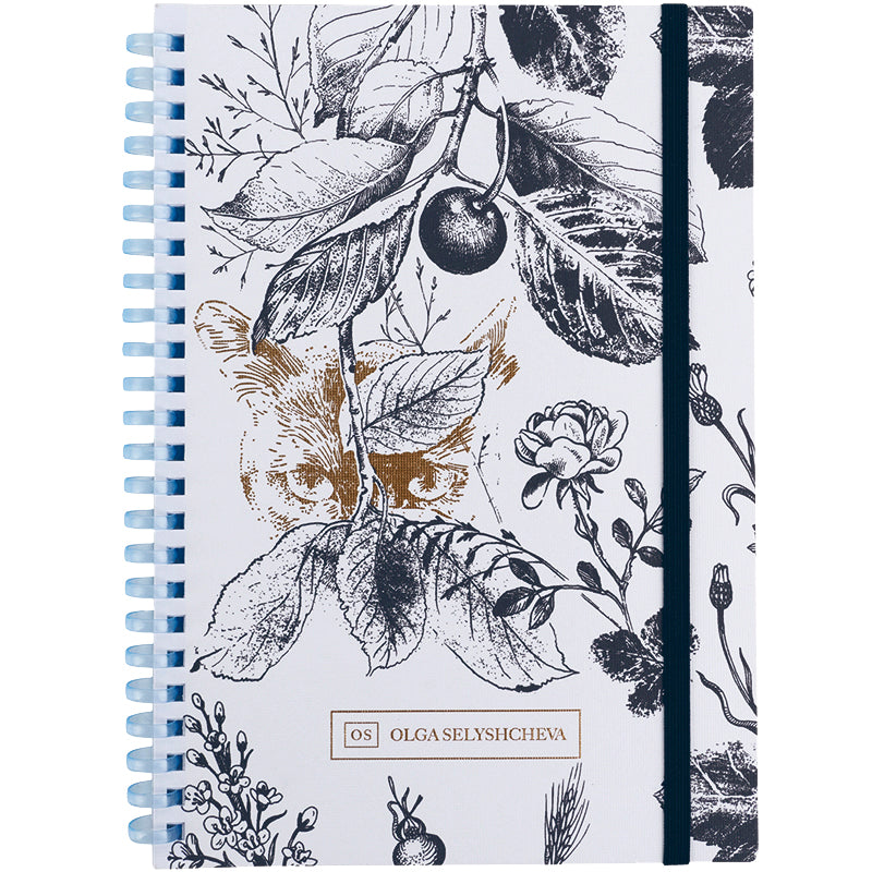 Spiral notebook Axent Olga Selyshcheva, Gold Cat 8471-1-A-OS, A5, 80 sheets, squared, cardboard cover