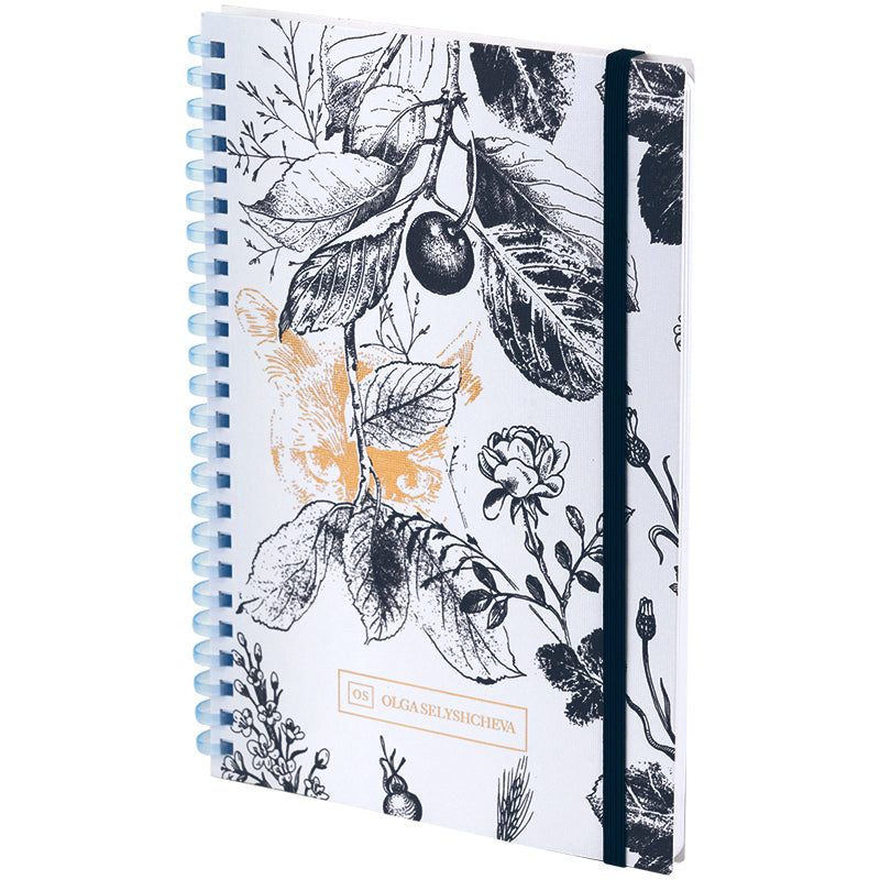 Spiral notebook Axent Olga Selyshcheva, Gold Cat 8471-1-A-OS, A5, 80 sheets, squared, cardboard cover