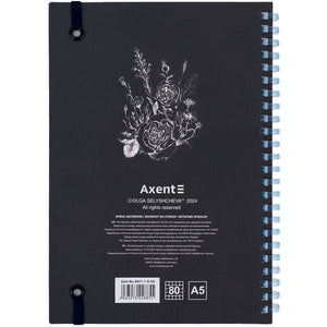 Spiral notebook Axent Olga Selyshcheva, Gold Cat 8471-1-A-OS, A5, 80 sheets, squared, cardboard cover