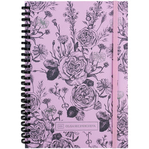 Spiral notebook Axent Olga Selyshcheva, Pink Roses 8471-2-A-OS, A5, 80 sheets, squared, cardboard cover
