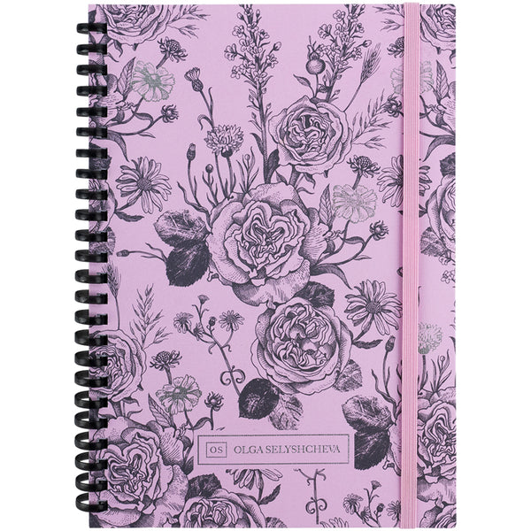 Spiral notebook Axent Olga Selyshcheva, Pink Roses 8471-2-A-OS, A5, 80 sheets, squared, cardboard cover