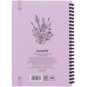 Spiral notebook Axent Olga Selyshcheva, Pink Roses 8471-2-A-OS, A5, 80 sheets, squared, cardboard cover