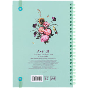 Spiral notebook Axent Olga Selyshcheva, Aqua field 8471-8-A-OS, A5, 80 sheets, squared, cardboard cover