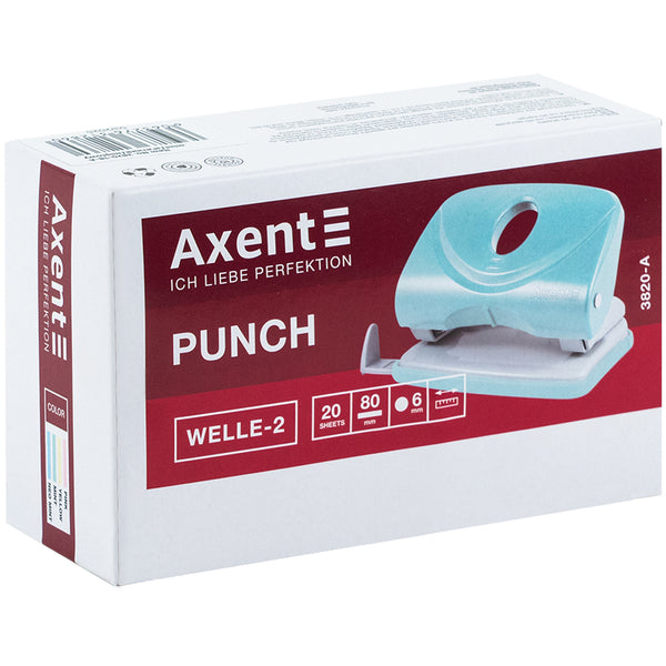Papierlocher Axent Welle-2 3820-08-A, Kunststoff, 20 Blatt, Pastelini, gelb