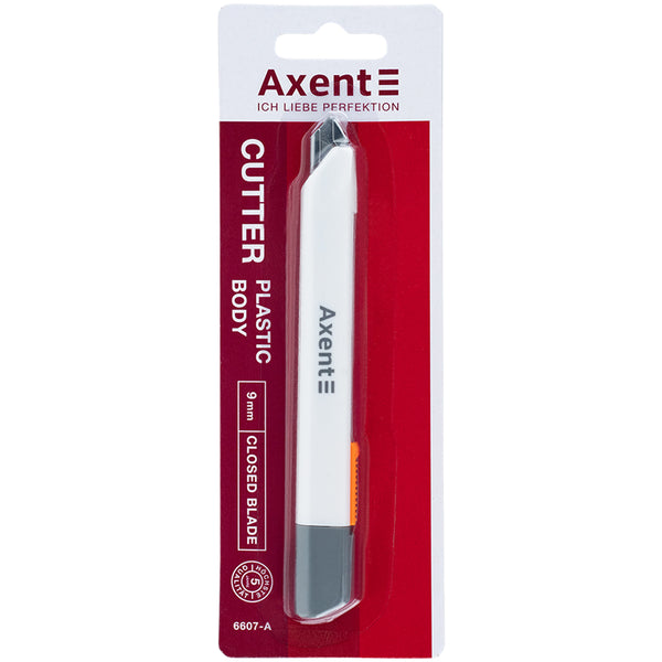 Officemesser Axent 6607-A, mit Metallführungen, Klinge 9 mm, weiß